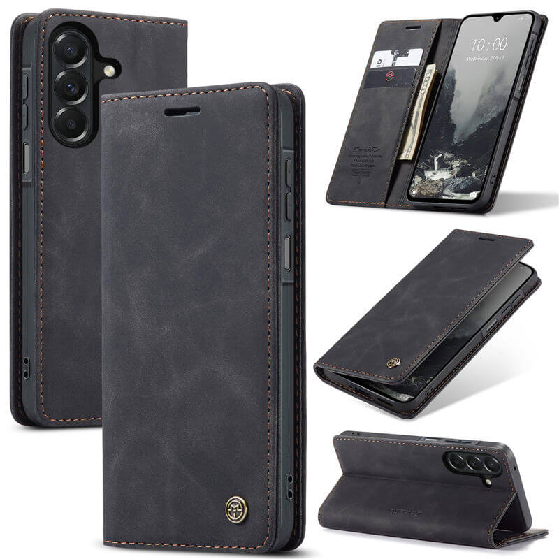 CaseMe Samsung Galaxy A27 Wallet Case with Magnetic Closure & Kickstand Black
