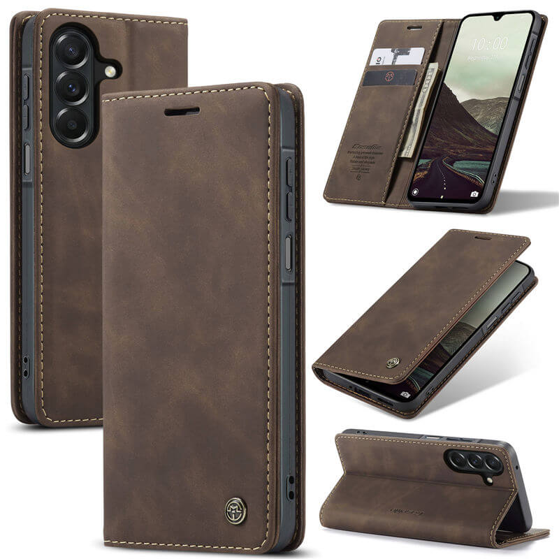 CaseMe Samsung Galaxy A27 Wallet Case with Magnetic Closure & Kickstand Coffee