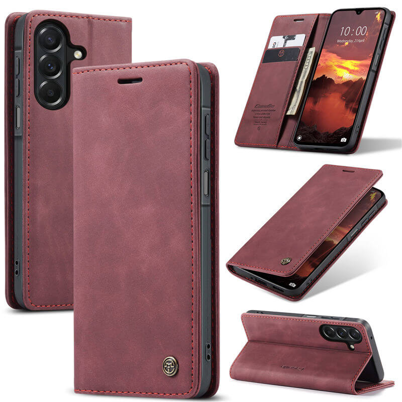 CaseMe Samsung Galaxy A27 Wallet Case with Magnetic Closure & Kickstand Red