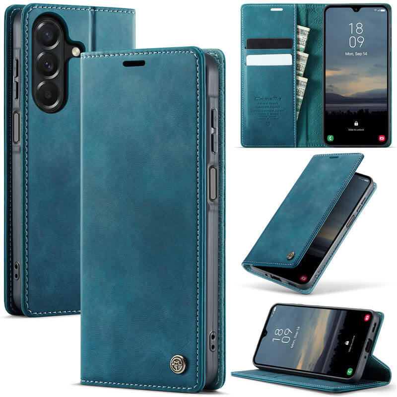 CaseMe Samsung Galaxy A27 Magnetic Wallet Case with RFID Blocking Blue