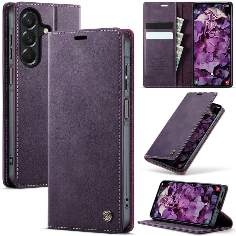 CaseMe Samsung Galaxy A27 Magnetic Wallet Case with RFID Blocking Purple