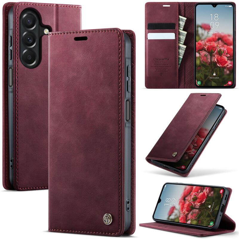 CaseMe Samsung Galaxy A27 Magnetic Wallet Case with RFID Blocking Red