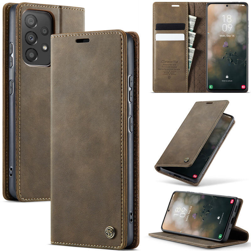 CaseMe Samsung Galaxy A33 5G Magnetic Wallet Case with RFID Blocking Coffee