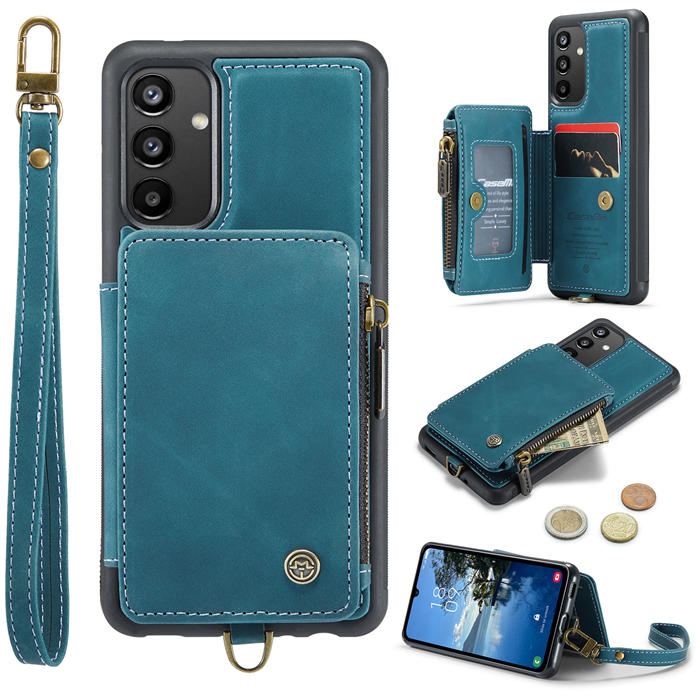 CaseMe Samsung Galaxy A34 5G Wallet RFID Blocking Case Blue