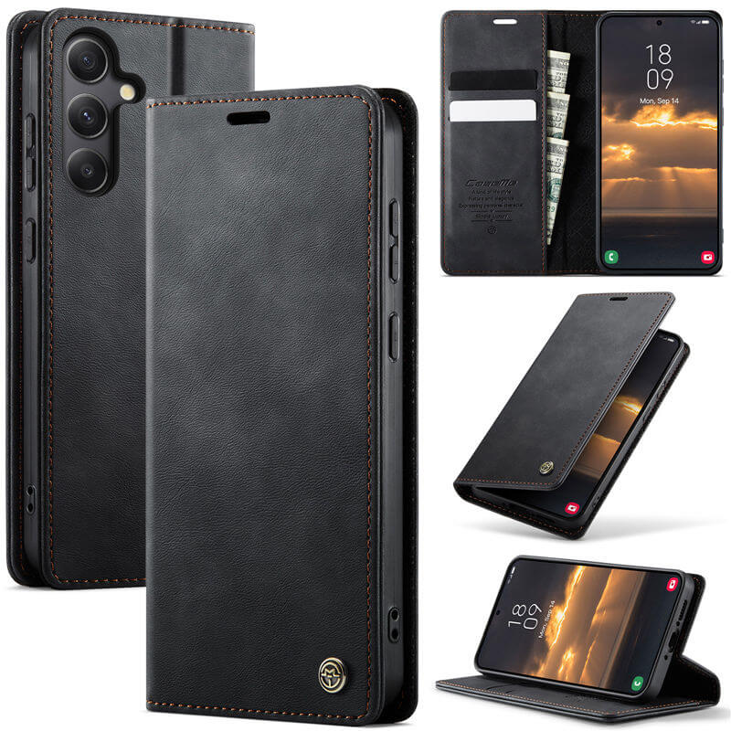 CaseMe Samsung Galaxy A34 5G Magnetic Wallet Case with RFID Blocking Black
