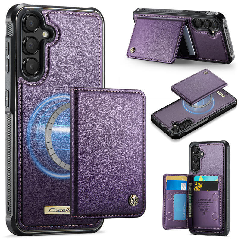 CaseMe Samsung Galaxy A35 Detachable Magnetic 2-in-1 Wallet Case with RFID Blocking - Purple