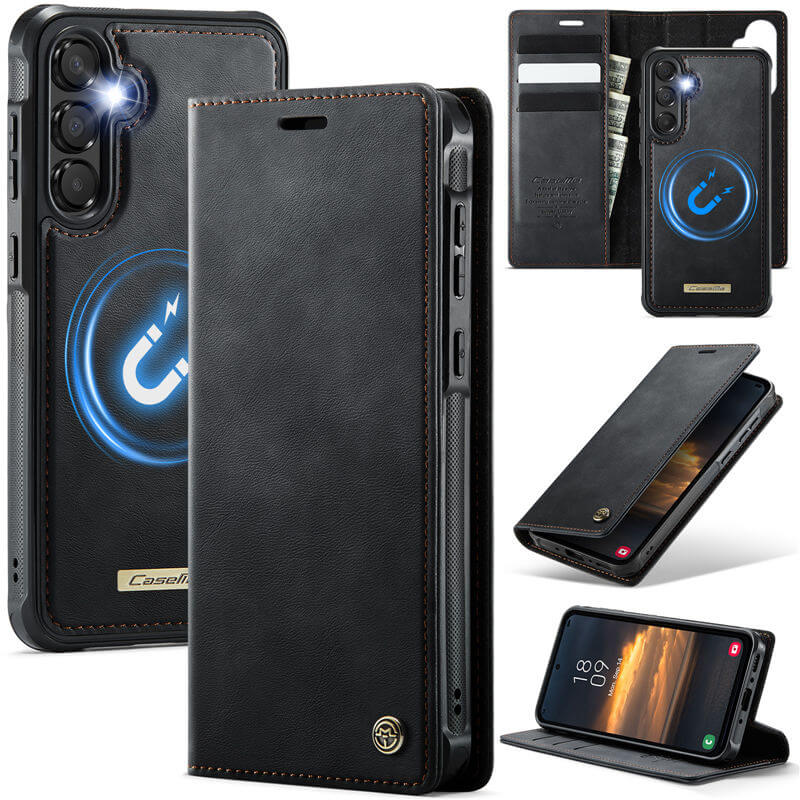 CaseMe Samsung Galaxy A55 2-in-1 Magnetic Wallet Case with RFID Blocking Black