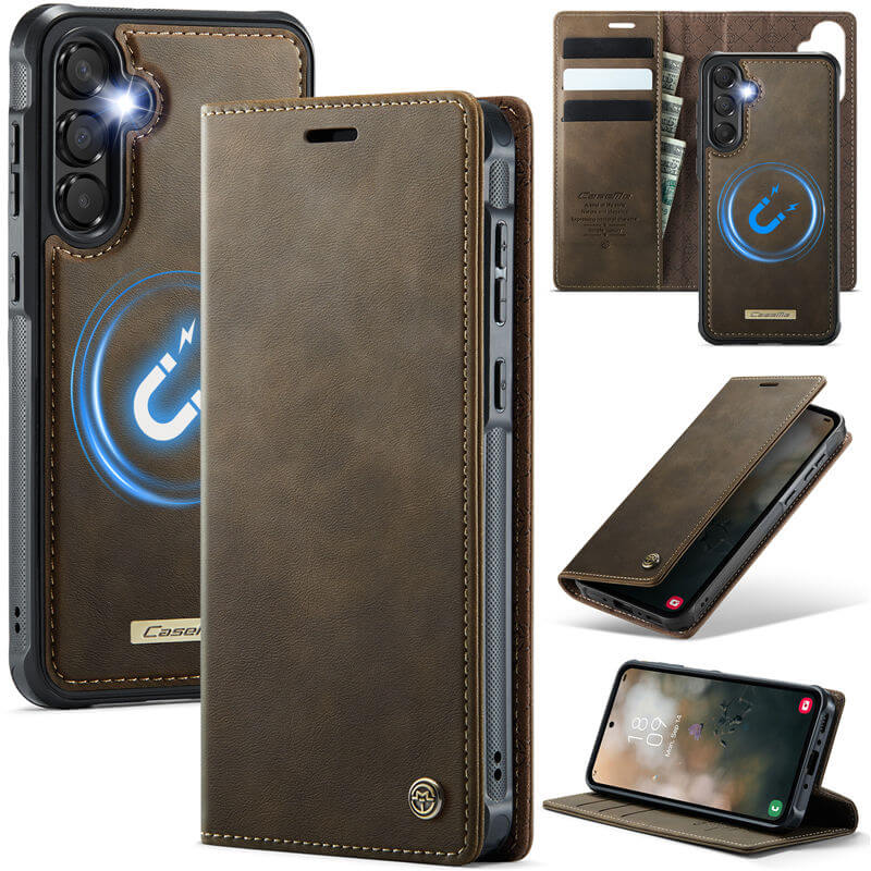 CaseMe Samsung Galaxy A55 2-in-1 Magnetic Wallet Case with RFID Blocking Coffee