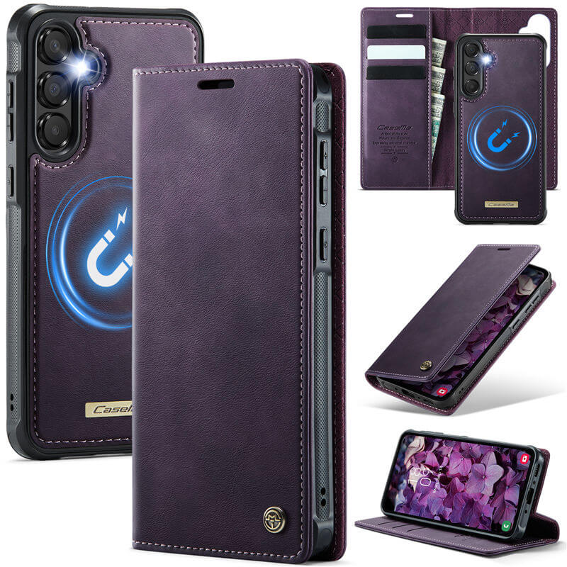 CaseMe Samsung Galaxy A55 2-in-1 Magnetic Wallet Case with RFID Blocking Purple