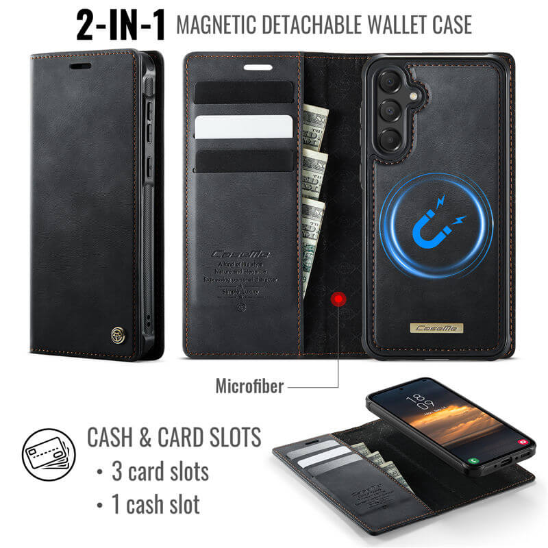 CaseMe Samsung Galaxy A55 2-in-1 Magnetic Wallet Case with RFID Blocking