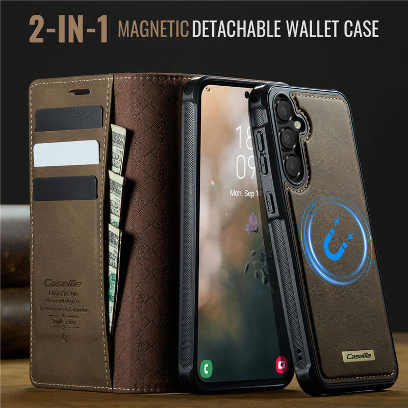 CaseMe Samsung Galaxy A55 2-in-1 Magnetic Wallet Case with RFID Blocking