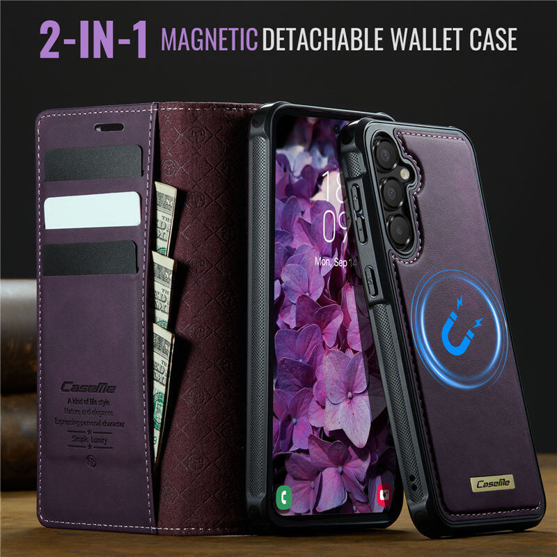 CaseMe Samsung Galaxy A55 2-in-1 Magnetic Wallet Case with RFID Blocking