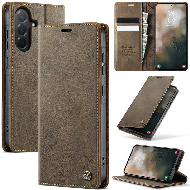 CaseMe Samsung Galaxy A56 5G Magnetic Wallet Case with RFID Blocking Coffee