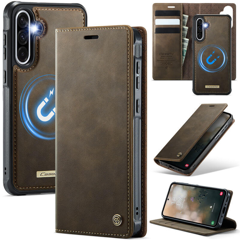 CaseMe Samsung Galaxy A56 5G 2-in-1 Magnetic Wallet Case with RFID Blocking Coffee