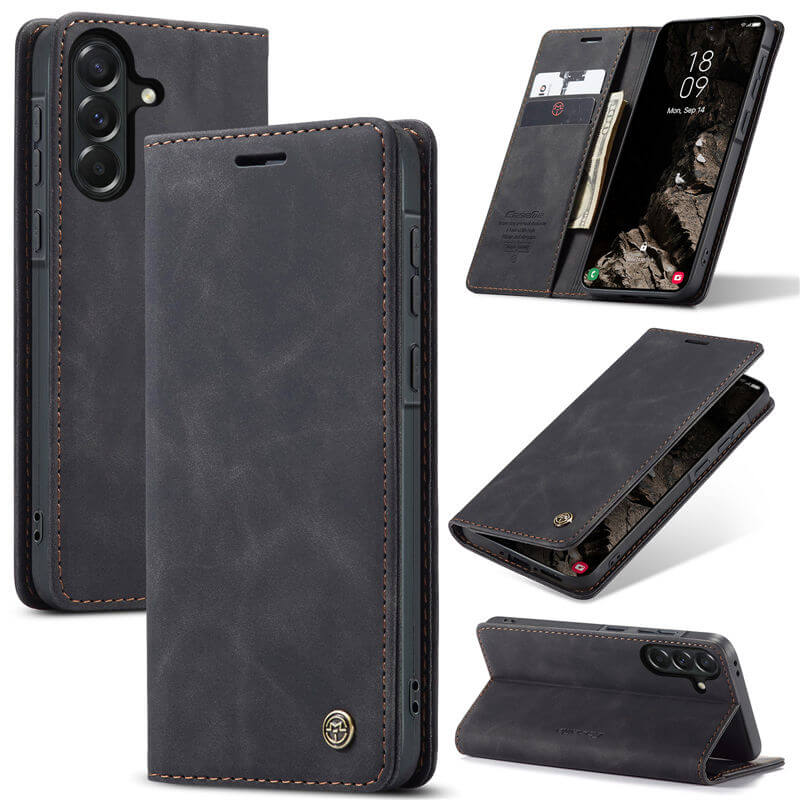 CaseMe Samsung Galaxy A37 Wallet Case with Magnetic Closure & Kickstand Black