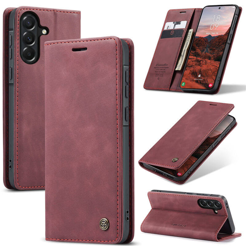 CaseMe Samsung Galaxy A37 Wallet Case with Magnetic Closure & Kickstand Red