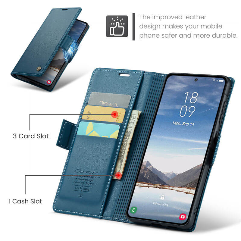 CaseMe Samsung Galaxy A37 Wallet RFID Blocking Magnetic Buckle Case