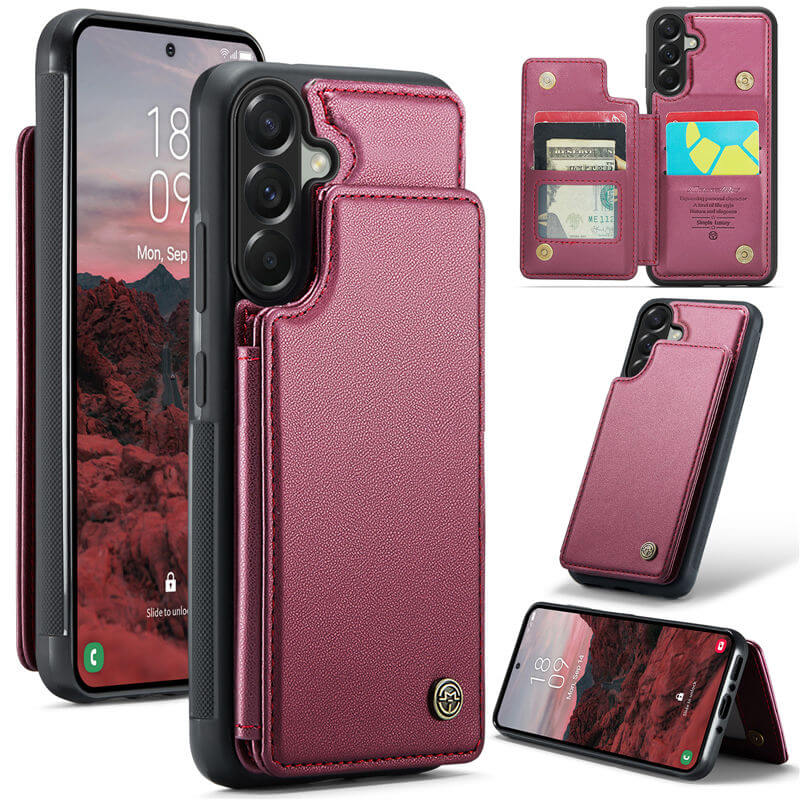 CaseMe Samsung Galaxy A37 RFID Blocking Card Holder Kickstand Case Red