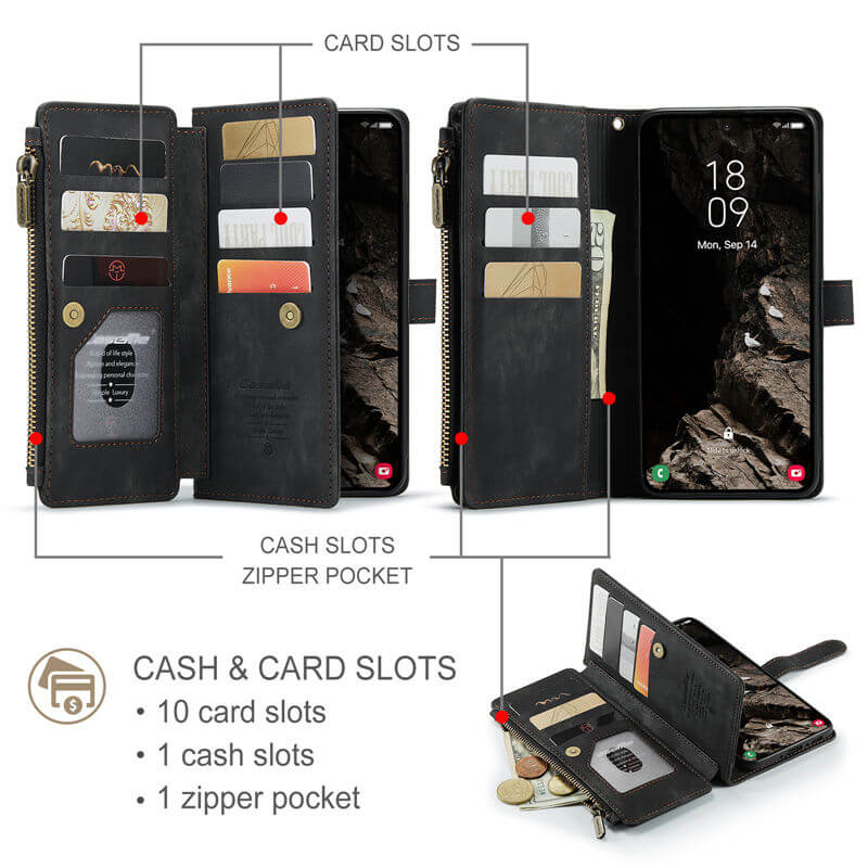 CaseMe Samsung Galaxy A37 Wallet Kickstand Case with Wrist Strap