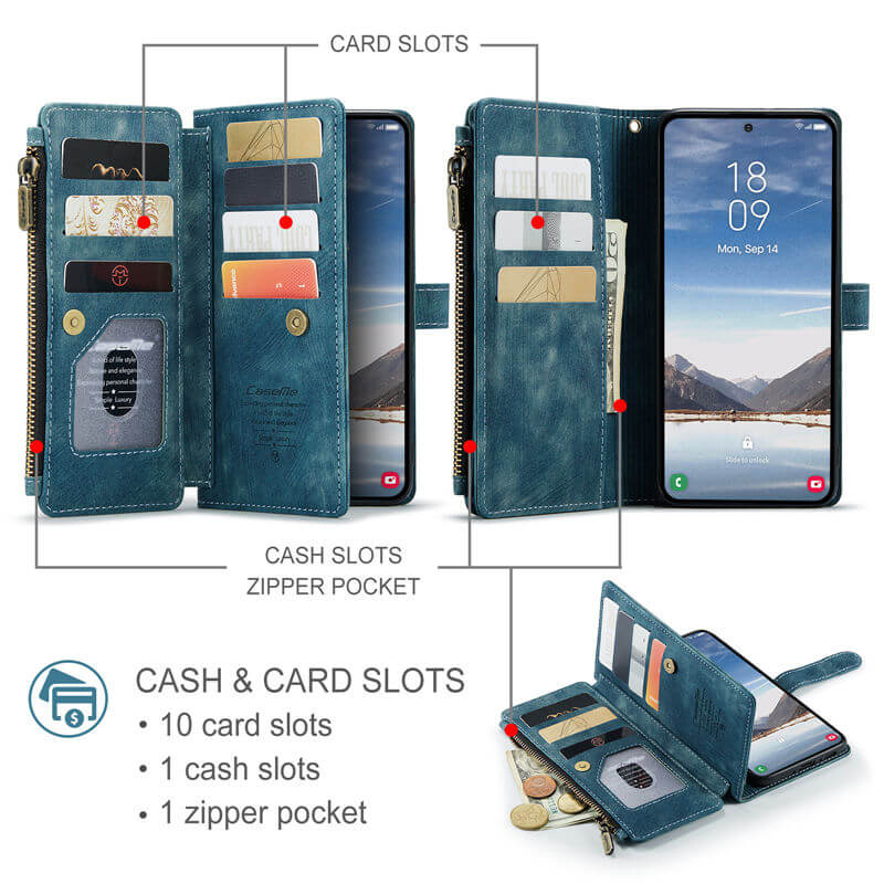 CaseMe Samsung Galaxy A37 Wallet kickstand Case with Wrist Strap