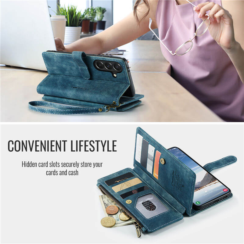 CaseMe Samsung Galaxy A37 Wallet Kickstand Case with Wrist Strap