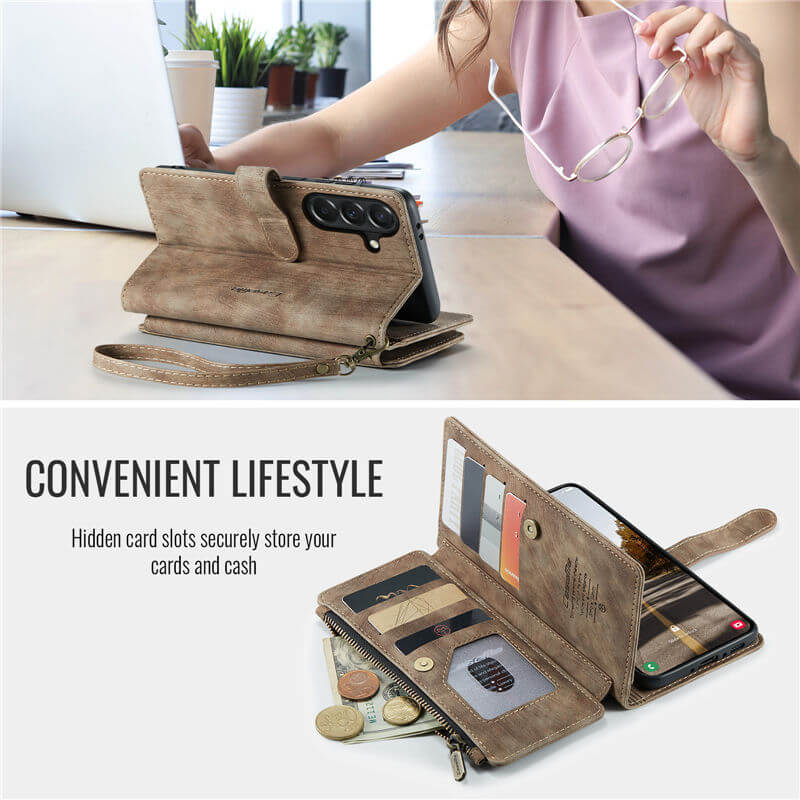 CaseMe Samsung Galaxy A37 Wallet kickstand Case with Wrist Strap