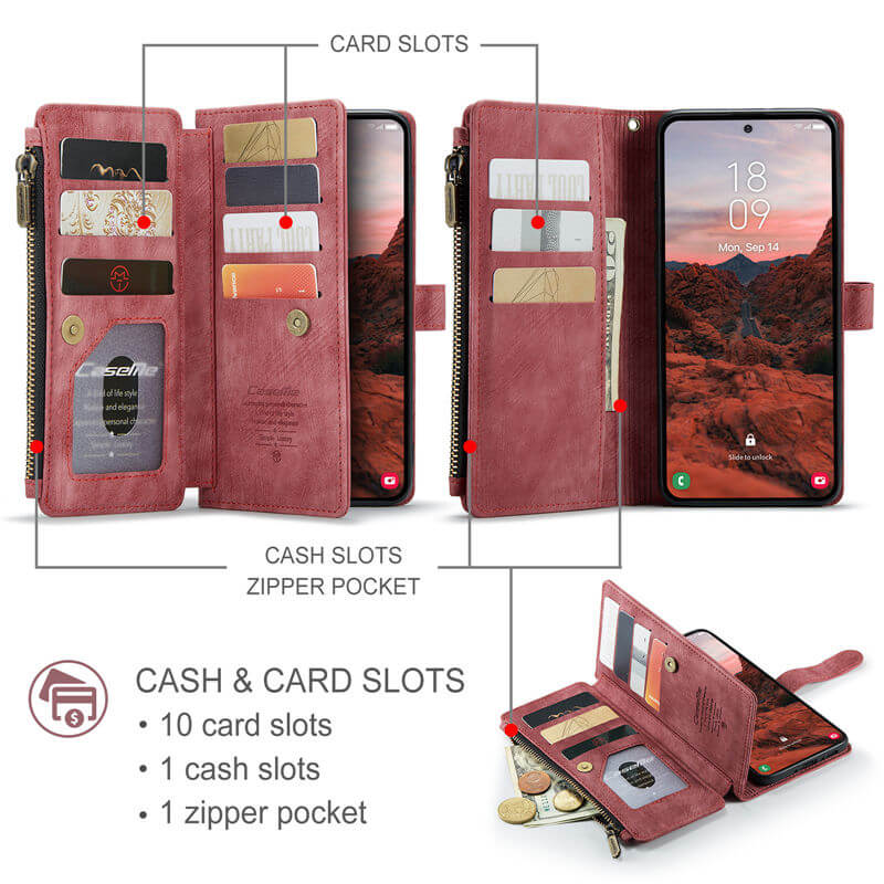 CaseMe Samsung Galaxy A37 Wallet Kickstand Case with Wrist Strap