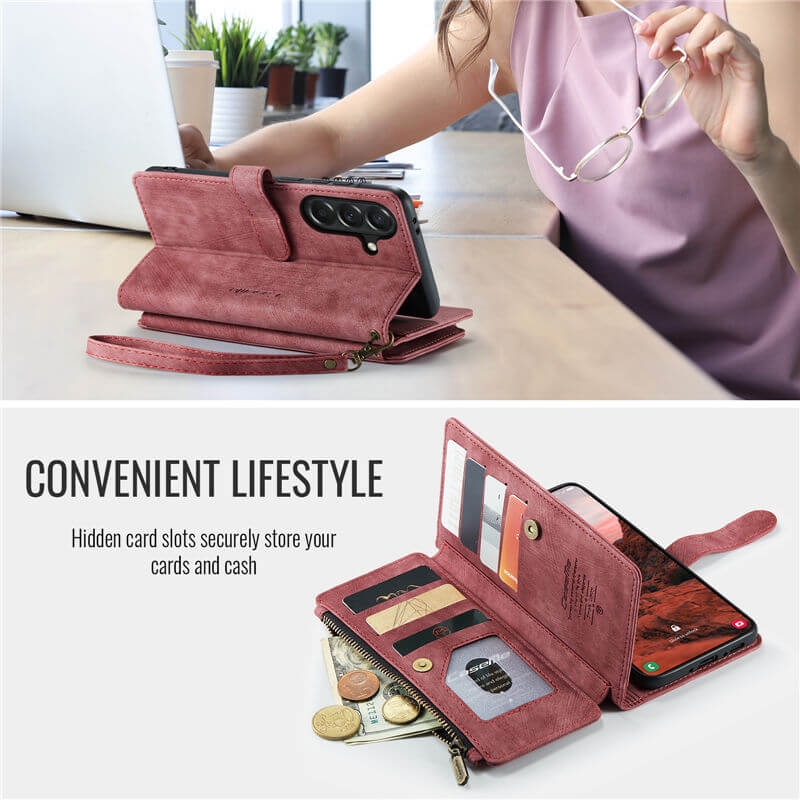 CaseMe Samsung Galaxy A37 Wallet Kickstand Case with Wrist Strap