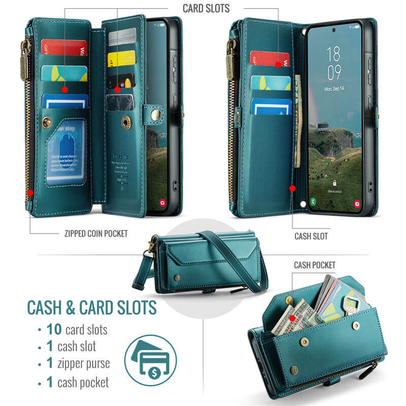 CaseMe Samsung Galaxy A37 RFID Blocking Wallet Case with Crossbody Strap