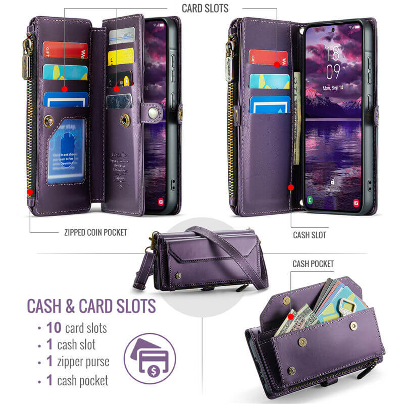 CaseMe Samsung Galaxy A37 Wallet Case with Crossbody Strap