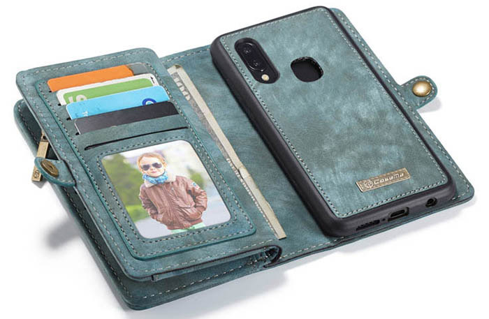 CaseMe Samsung Galaxy A40 Zipper Wallet Magnetic Detachable 2 in 1 Folio Case