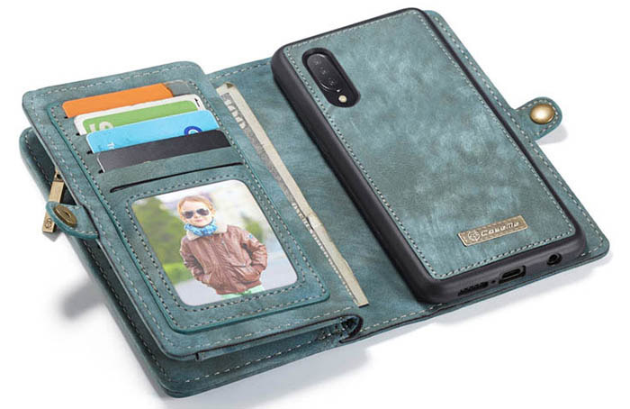 CaseMe Samsung Galaxy A50 Zipper Wallet Magnetic Detachable 2 in 1 Folio Case