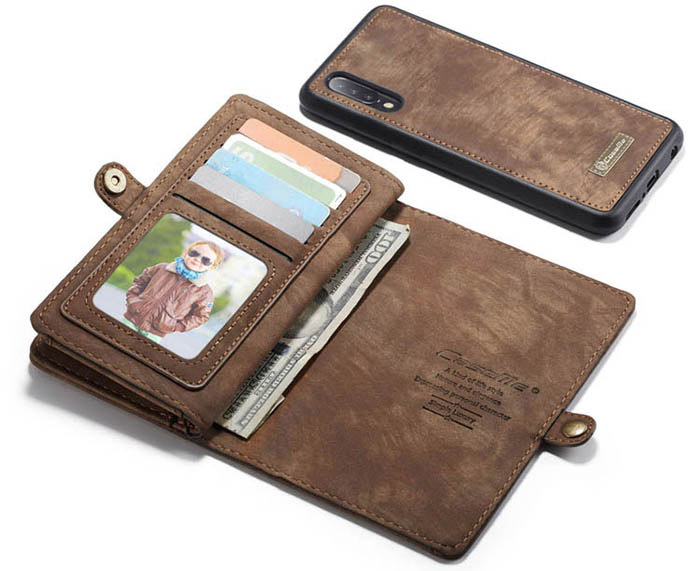 CaseMe Samsung Galaxy A50 Zipper Wallet Magnetic Detachable 2 in 1 Folio Case