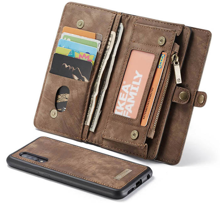 CaseMe Samsung Galaxy A50 Zipper Wallet Magnetic Detachable 2 in 1 Folio Case