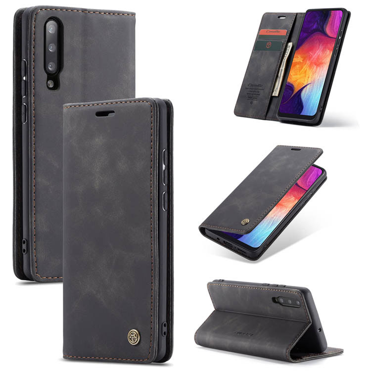 CaseMe Samsung Galaxy A50 Wallet Kickstand Magnetic Case Black