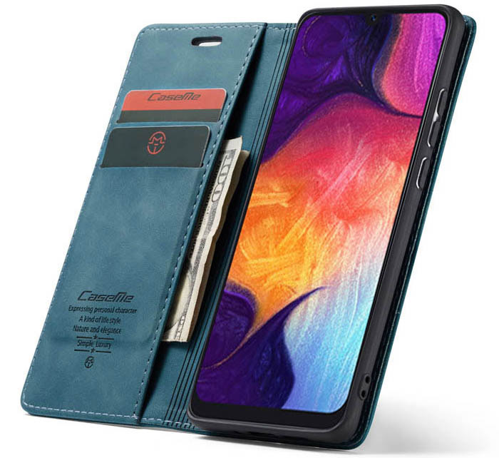 CaseMe Samsung Galaxy A50 Wallet Kickstand Magnetic Flip Leather Case