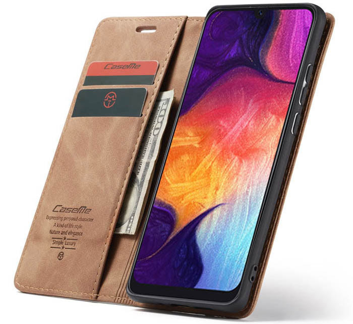 CaseMe Samsung Galaxy A50 Wallet Kickstand Magnetic Flip Leather Case