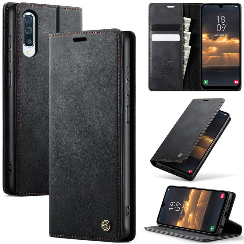 CaseMe Samsung Galaxy A50 Magnetic Wallet Case with RFID Blocking Black