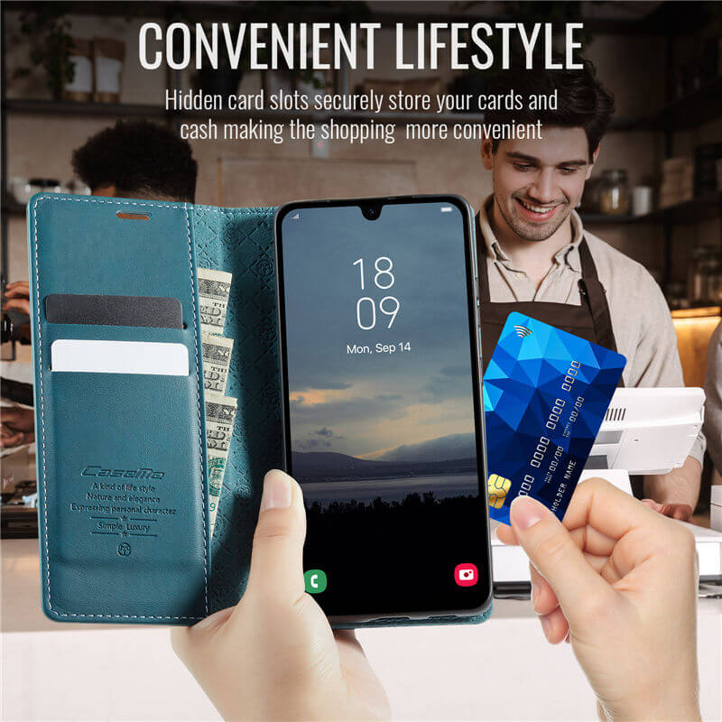 CaseMe Samsung Galaxy A50 Magnetic Wallet Case with RFID Blocking