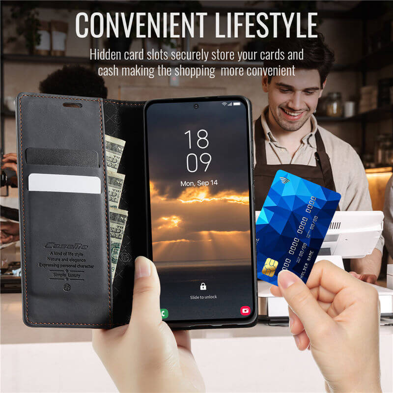 CaseMe Samsung Galaxy A51 4G Magnetic Wallet Case with RFID Blocking