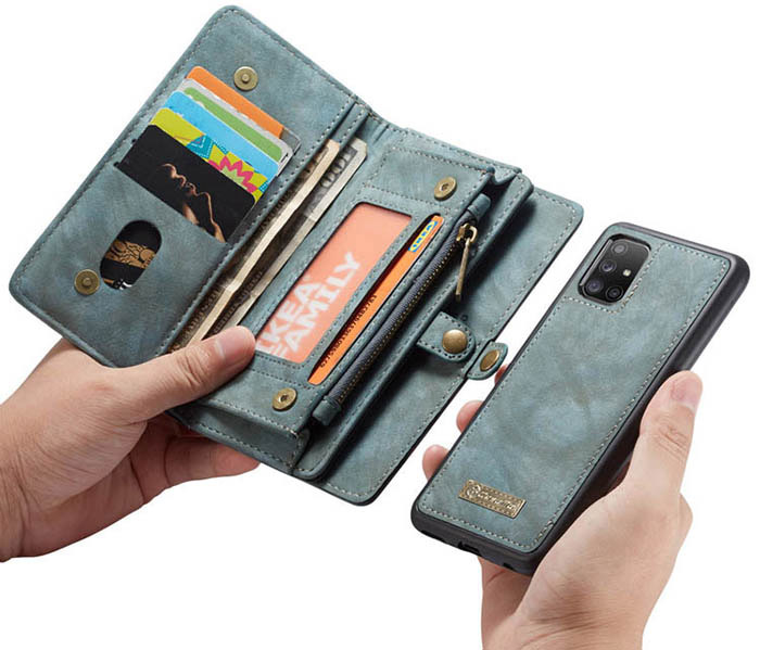 CaseMe Samsung Galaxy A51 Zipper Wallet Magnetic Detachable 2 in 1 Case