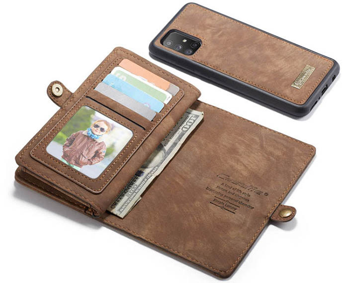 CaseMe Samsung Galaxy A51 Zipper Wallet Magnetic Detachable 2 in 1 Folio Case