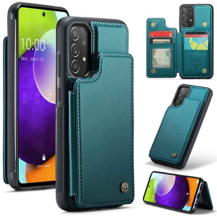 CaseMe Samsung Galaxy A52 RFID Blocking Card Holder Case Green - Click Image to Close