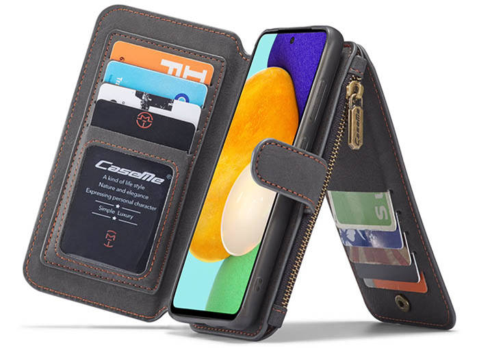 CaseMe Samsung Galaxy A52 5G Zipper Wallet Magnetic Detachable 2 in 1 Folio Flip Case