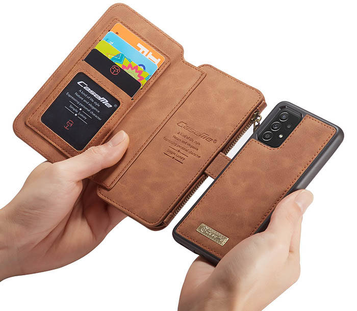 CaseMe Samsung Galaxy A52 5G Zipper Wallet Magnetic Detachable 2 in 1 Folio Flip Case