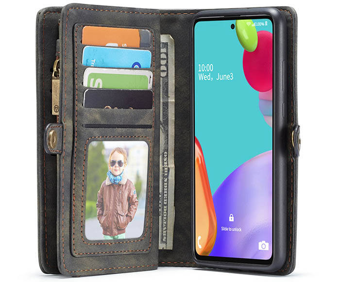 CaseMe Samsung Galaxy A52 5G Zipper Wallet Magnetic Detachable 2 in 1 Case