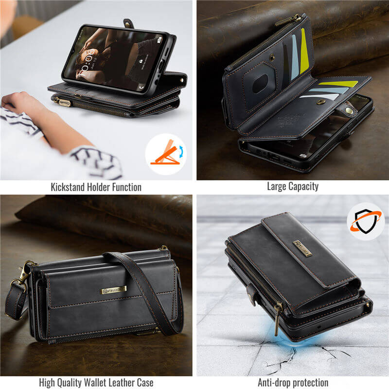 CaseMe Samsung Galaxy A52 Wallet Case – RFID Blocking, 9 Card Slots, Crossbody Strap
