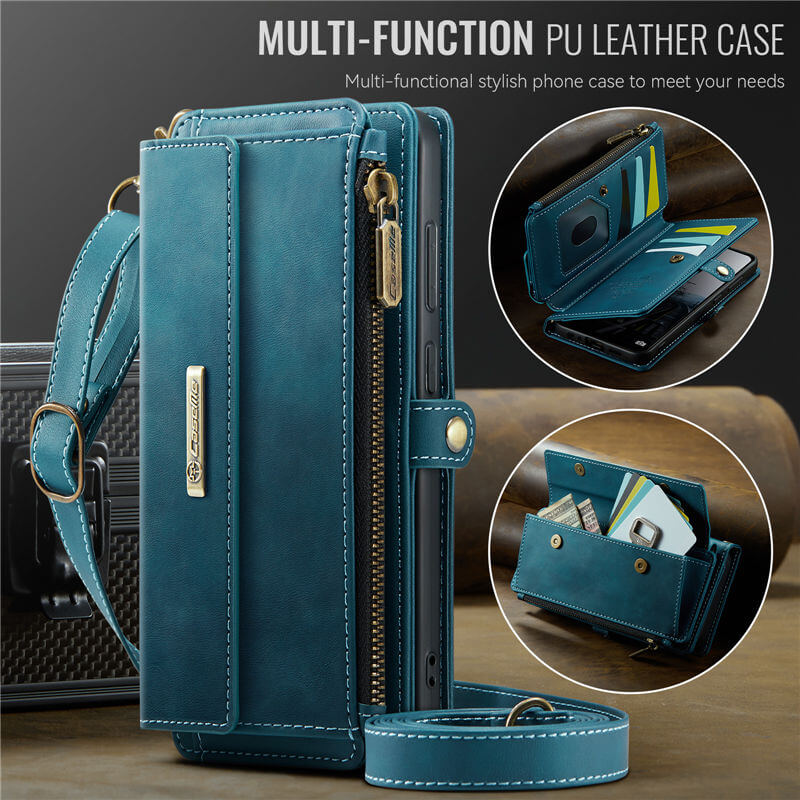 CaseMe Samsung Galaxy A52 Wallet Case – RFID Blocking, 9 Card Slots, Crossbody Strap