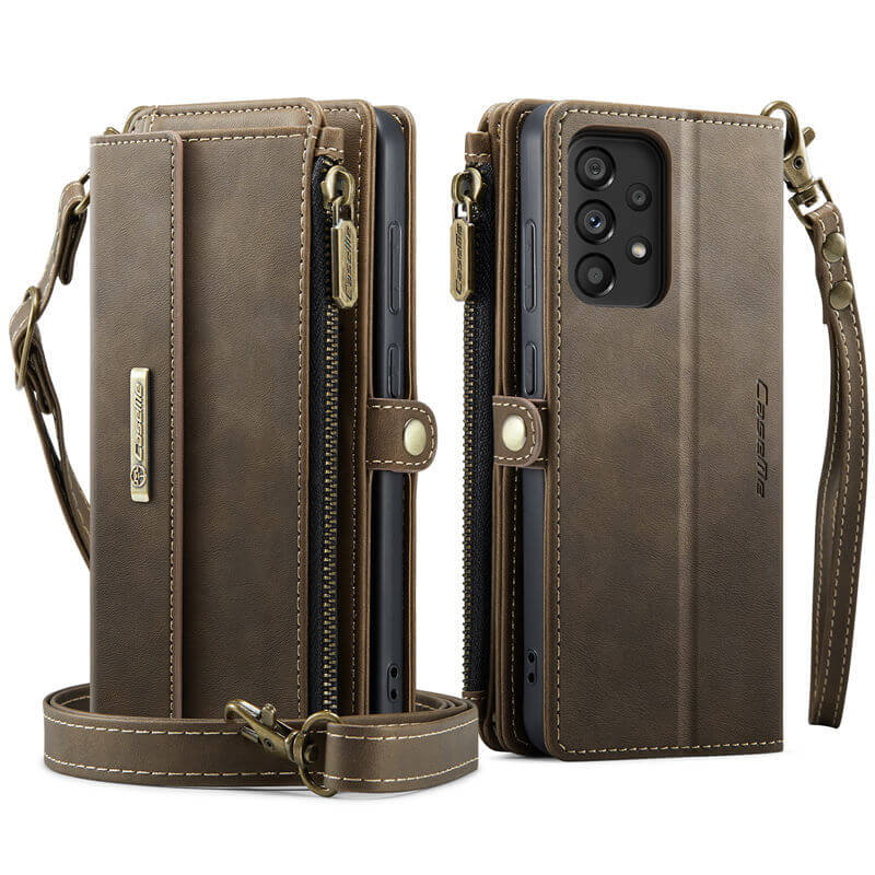 CaseMe Samsung Galaxy A52 Wallet Case – RFID Blocking, 9 Card Slots, Crossbody Strap
