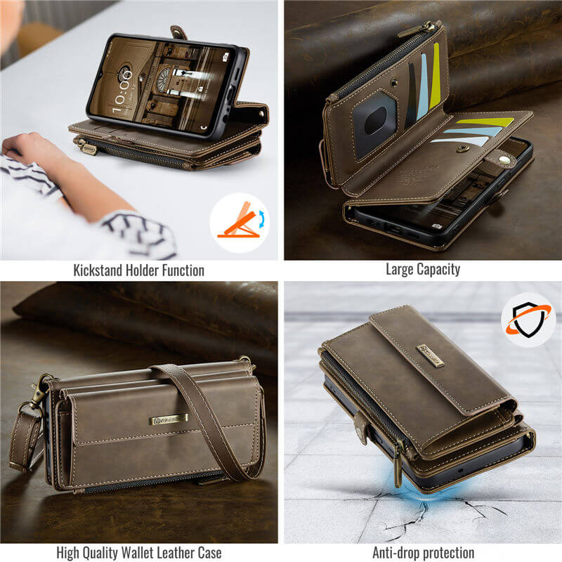CaseMe Samsung Galaxy A52 Wallet Case – RFID Blocking, 9 Card Slots, Crossbody Strap